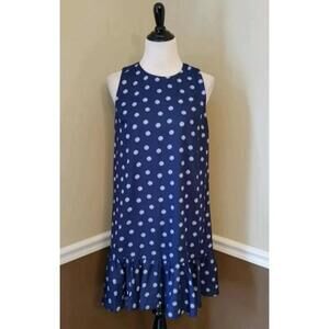 NEW Modcloth Moon Collection Navy Blue & White Polka Dot Ruffle Hem Hi-Lo Dress